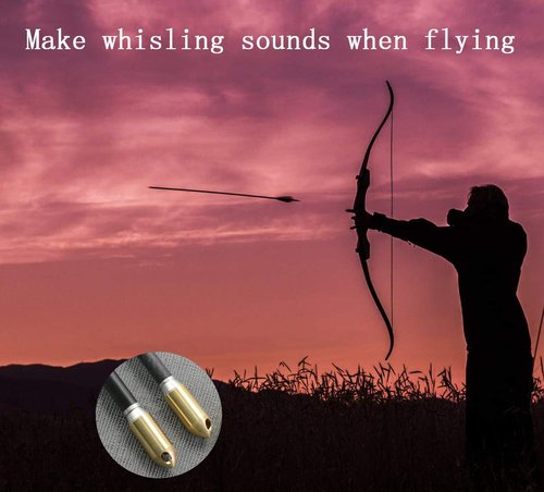 MAXMIKO Archery Broadheads, Arrowhead Hunting Tips Points-Pack of 6 Copper Whistling Arrow Heads, Replaceable Archery Targeting Arrow Tips Broadheads for Compound Bow and Crossbow Arrows Gold Color