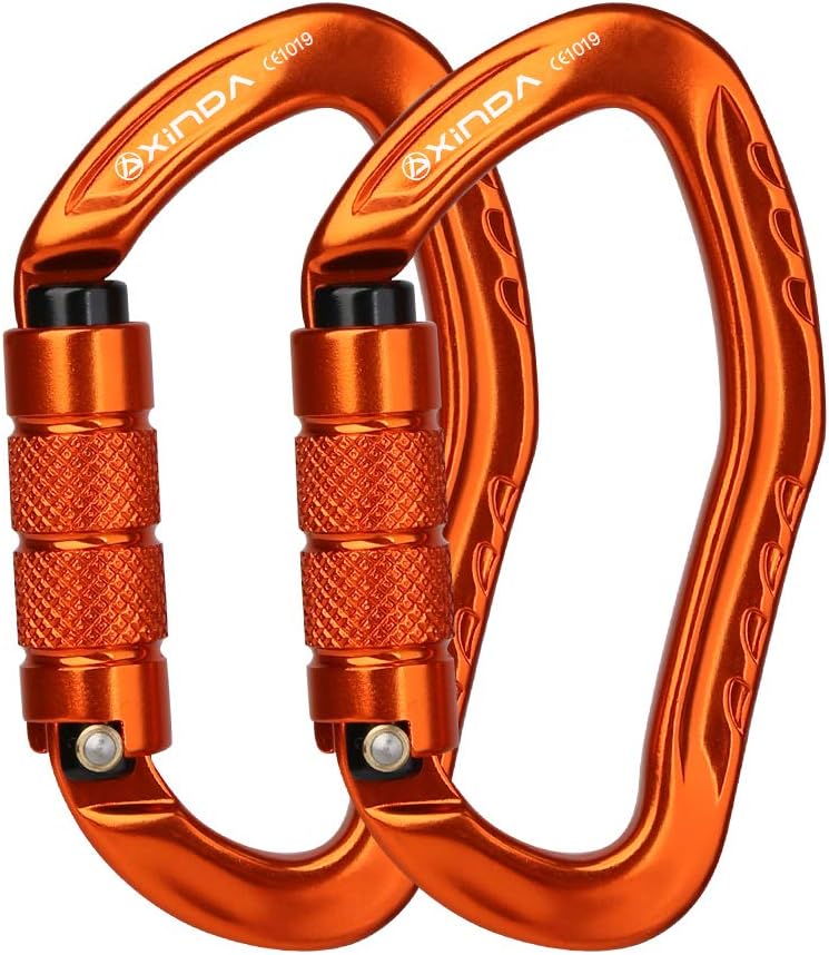 22KN Auto Locking Carabiner Clip - Twist Lock Climbing Carabiner CE UIAA Certified, Heavy Duty Carabiners for Climbing,Rappelling,Hammock,Hiking,Camping