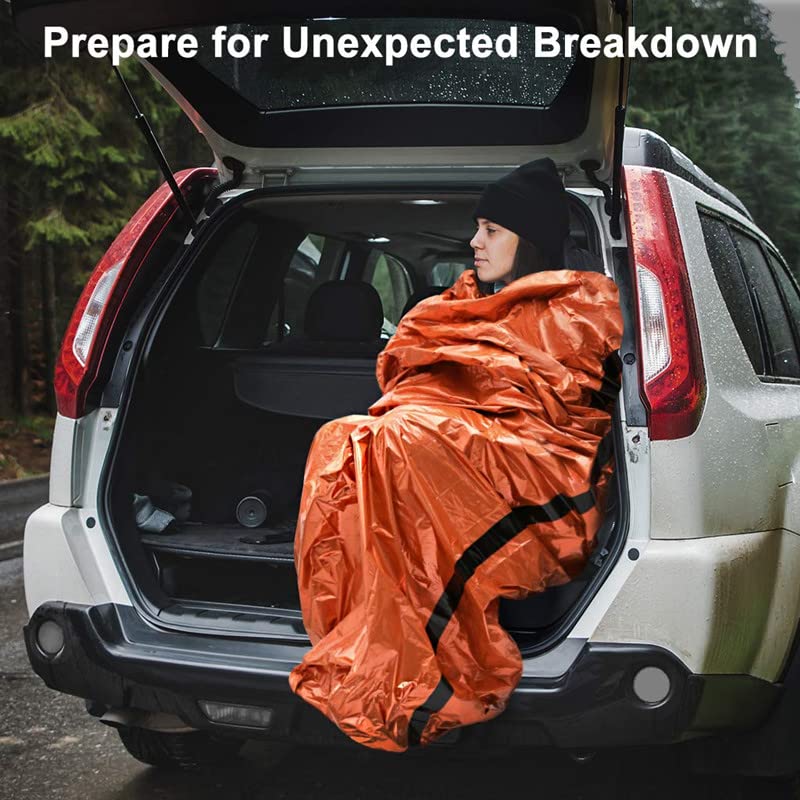 2 Packs Emergency Thermal Sleeping Bag, Survival Bivvy Sacks Blanket with Whistle, Waterproof Lightweight Survival Shelter Blanket Bag Gear for Outdoor Hiking Camping Adventure..