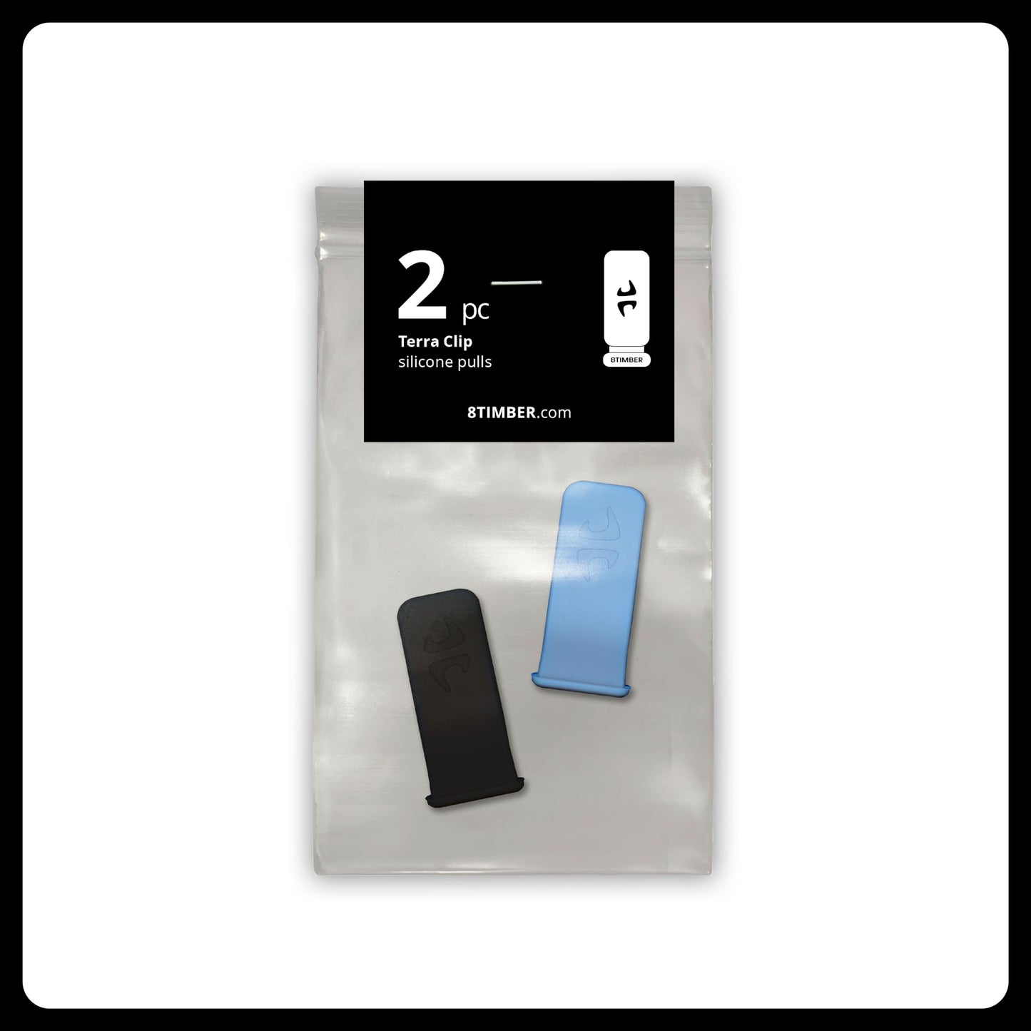 8TIMBER Terra Clip Pull Tabs 2-Pack - Durable Silicone Enhancements or Replacements for FIDLOCK Hook 20 Compatible Gear — Blue and Black