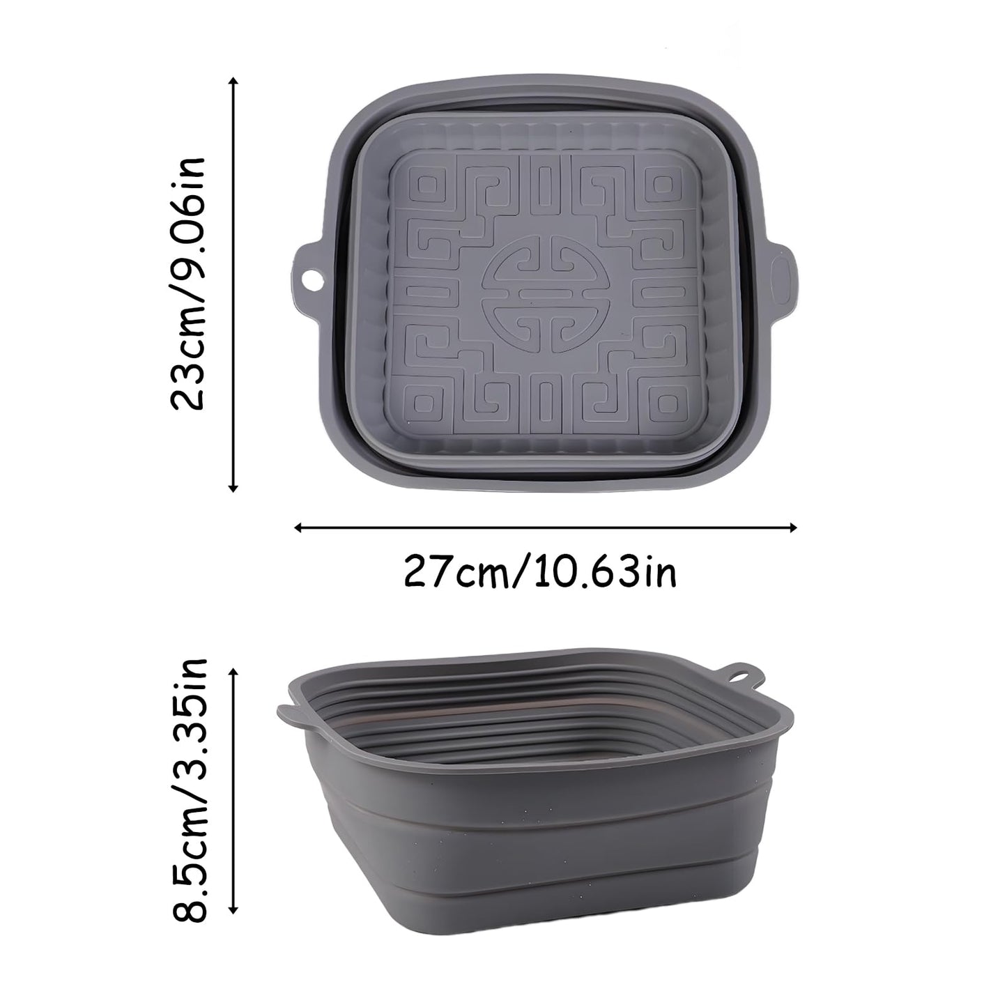 Fchil Collapsible Silicone Bowl for Camping, 170oz Silicone Foldable Salad Bowl, Portable Camping Travel Container for Outdoor Hiking Storage Mixing, Grey(QY102)