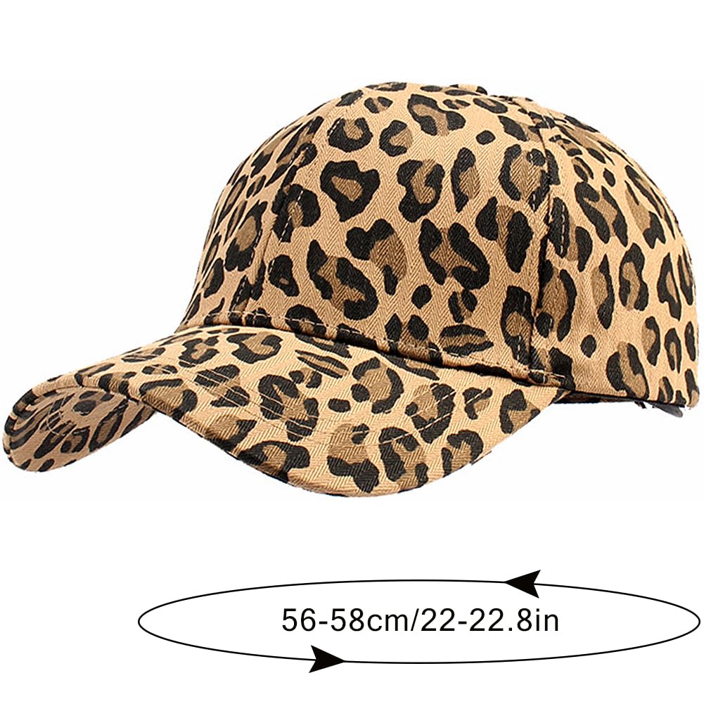 Khaki Leopard Baseball Cap for Women Men Adjustable Stylish Unconstructed Plain Cap Sports Hat