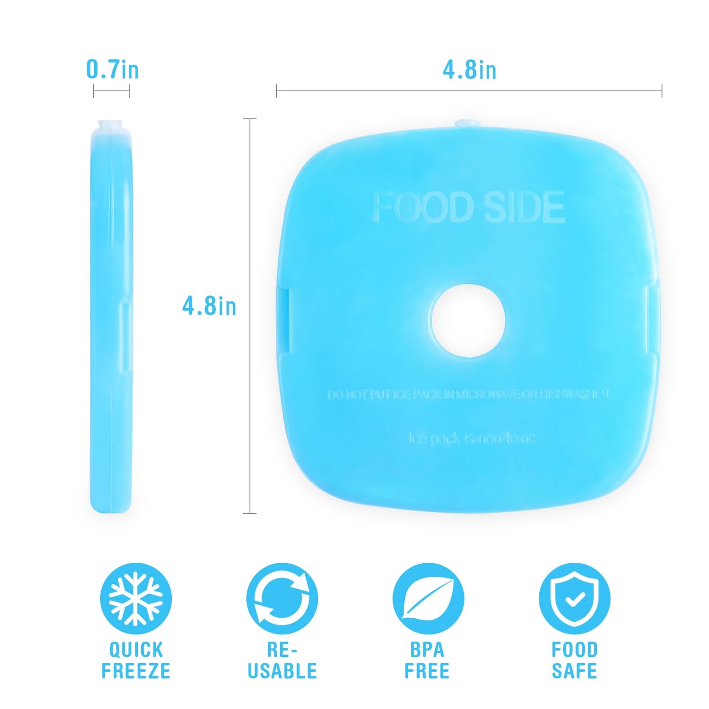 JMEXSUSS Ice Packs for Lunch Boxes & Coolers - 4 Packs Quick Freeze, Space-Saving, Reusable Ice Packs for Camping, Beach, Fishing, Picnic