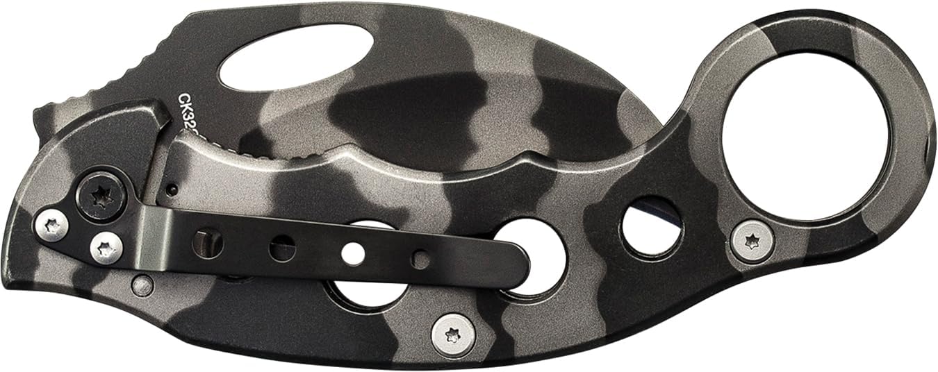 Smith & Wesson Extreme Ops CK32C 8in S.S. Karambit Folding Knife with 3in Hawkbill Blade and Stainless Steel Handle for Outdoor, Tactical, Survival and EDC