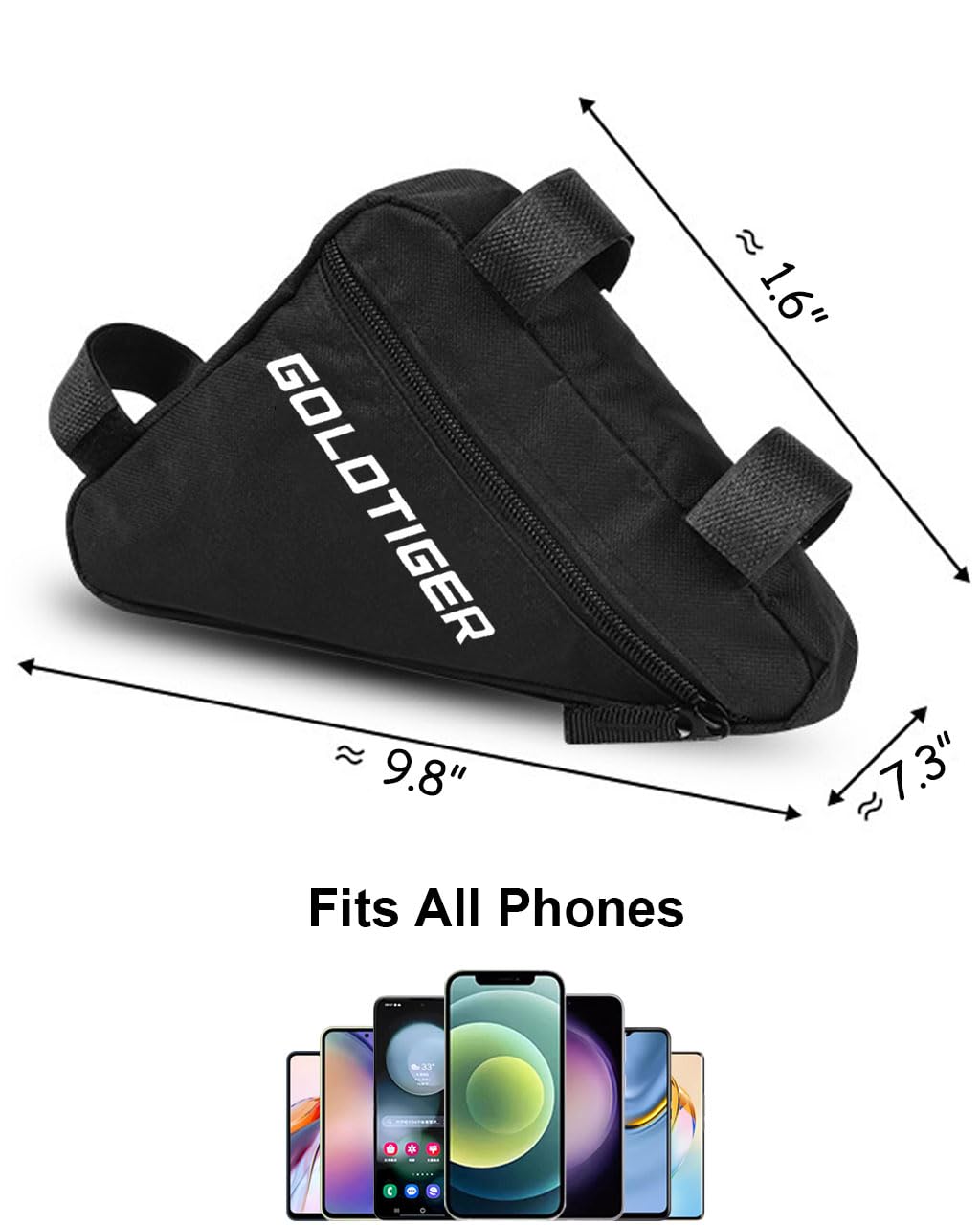 GoldTiger Ultra-Lightweight Triangle Bike Frame Bag,Spacious, Easy-Access Saddle Pouch for Cycling Essentials - Secure & Durable (Triangle Pouch)