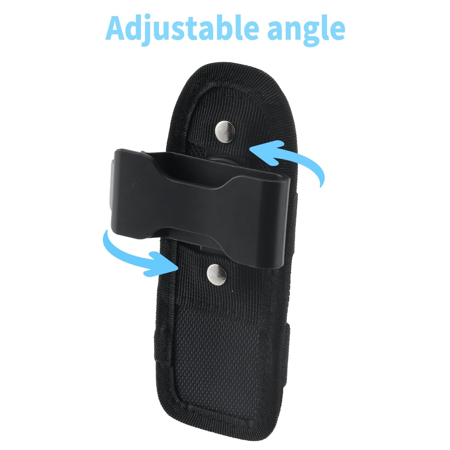 Tactical Flashlight Pouch Holster, Rotatable Flashlight Holder Belt Clip Tactical Torch Carry Case with 360 Degree Carabiner Reel Clip