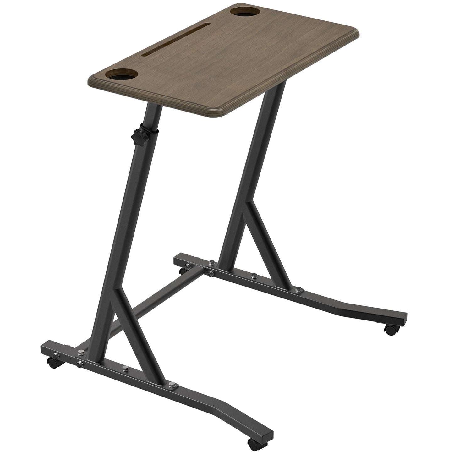 SELEWARE Indoor Cycling Desk Height Adjustable Bike Desk Workstation Standing Desk Wooden Laptop Desk Portable Bike Trainer Fitness Desk with Lockable Wheels for Indoor Cycling Treadmill & Office Use