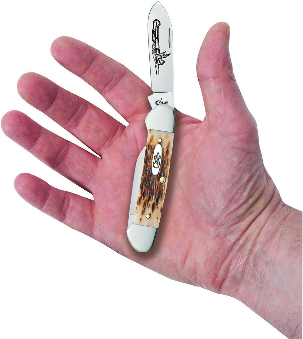 Case WR XX Pocket Knife Amber Jigged Bone Canoe Cv Item #263 - (62131 Cv) - Length Closed: 3 5/8 Inches