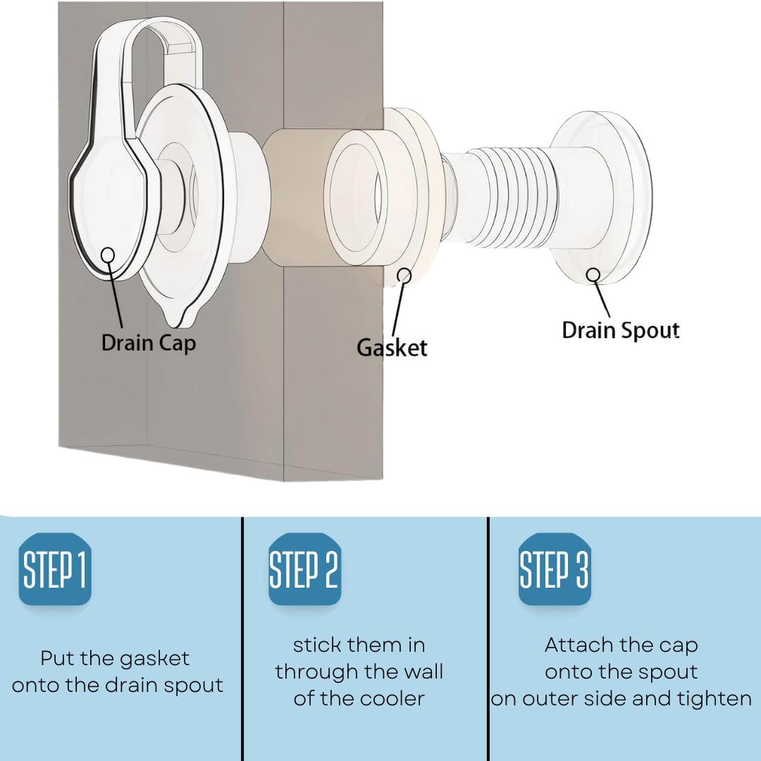 2 Packs Cooler Drain Plug Replacement for Coleman Coolers-1" Shaft Length Cooler Drain Plug Kit,Cooler Parts Accessories Fits Most Coolers