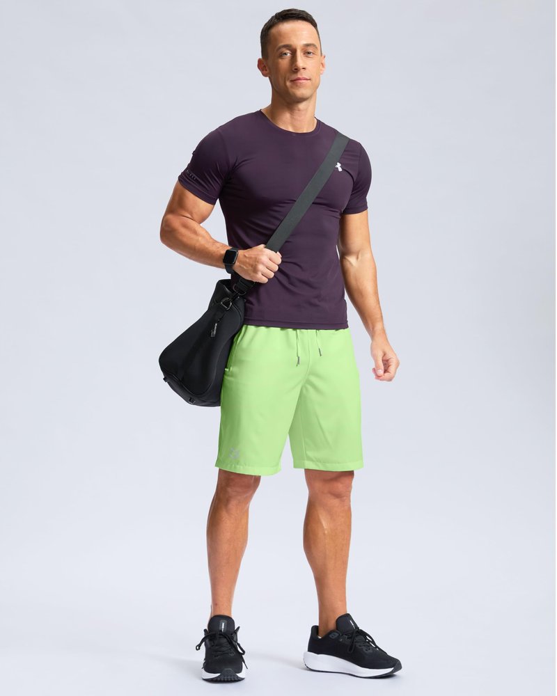 Men's Athletic Running Shorts with Zipper Pockets Quick Dry 7"/ 5"/ 9" Workout Gym Shorts for Basketball Hiking(Mint Moment,5XS)