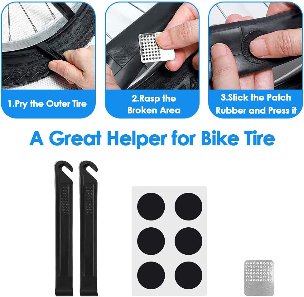 WOTOW Bike Repair Tool Kit & Bike Saddle Bag, 14 in 1 Bike Chain Tool Hex Key Wrench Maintain Accessories Multitool Set with Portable Under Seat Bag for Road Mountain Commuter Bicycle