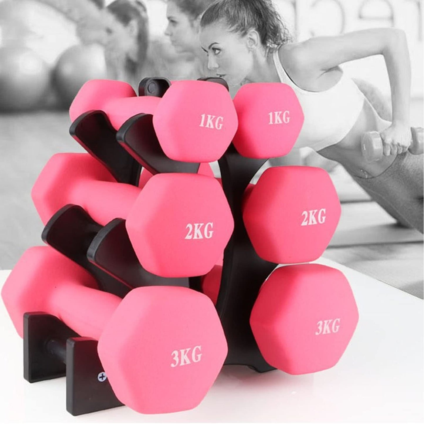 3-Tier Dumbbell Rack Sturdy Triangle Design 20kg Capacity Easy Assembly PP Material Storage Stand for Home Gym