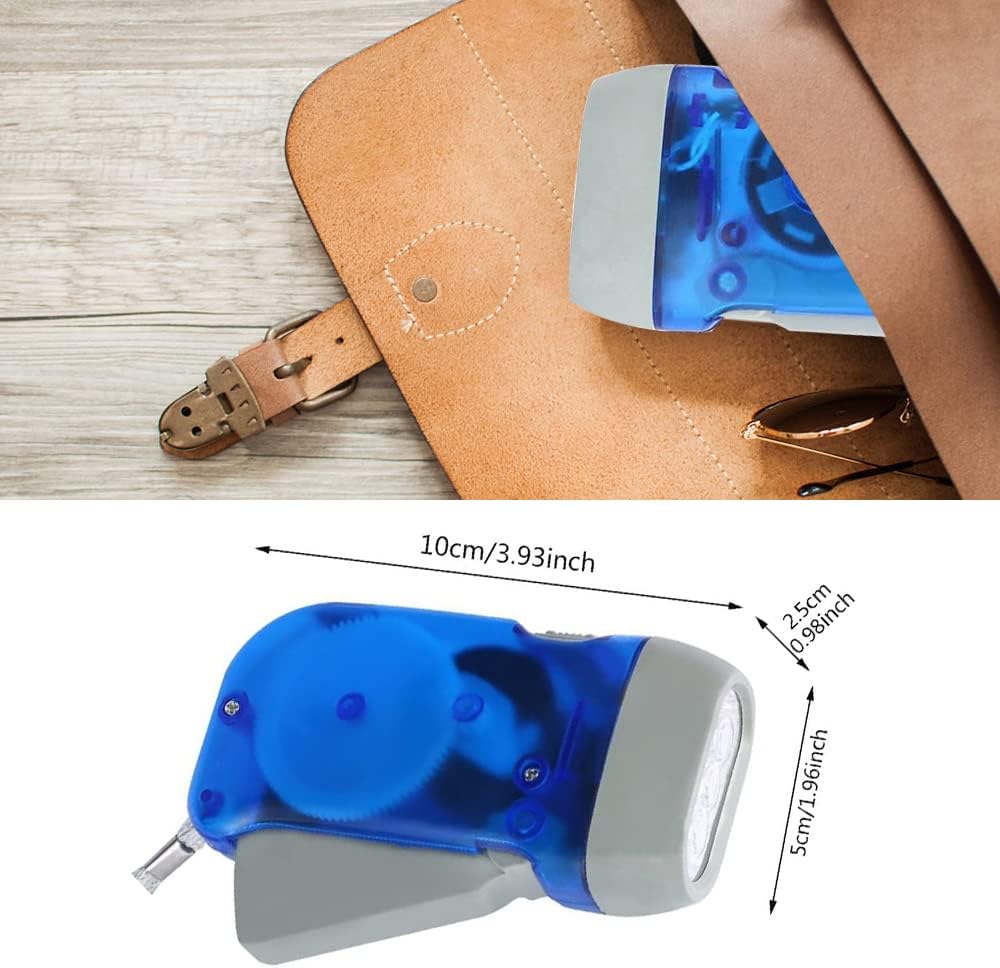 Guyuyii 4-Pack Hand Crank Flashlight - Portable Wind-Up Flashlight for Emergency Preparedness, Camping Trips and Kids, with 3 LED Bright Lights and Wrist Strap