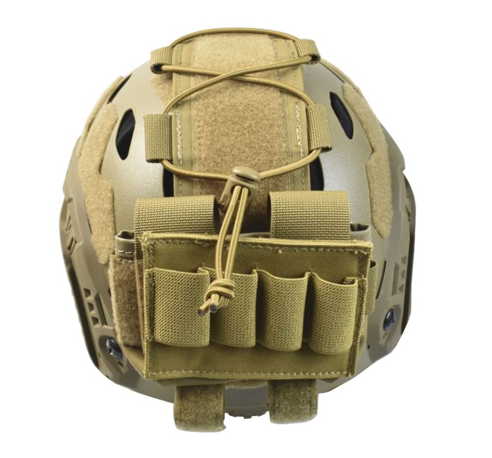 Tactical Helmet Battery Pouch Counterweight Pouch Battery Pack Balance Weight Bag and Tactical Elastic Opening Flashlight Chemlight Battery Holder with Hook&Loop for Tactical Helmet (TAN)