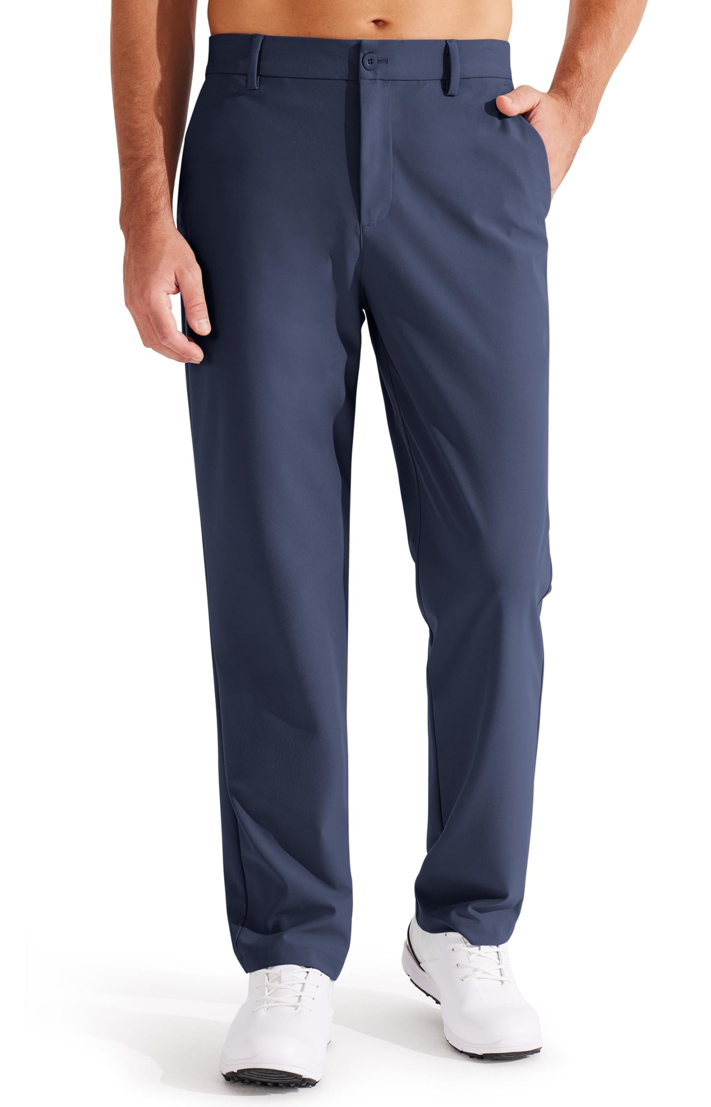 Libin Mens Golf Pants Stretch Work Dress Pants 33" Quick Dry Lightweight Business Casual Pants for Men Comfy Trousers, Indigo Blue, 34W x 33L