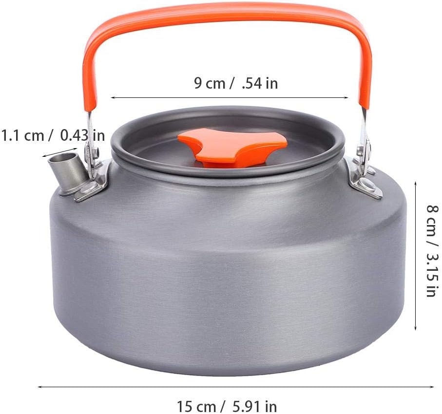 1.1L Camping Kettle, Portable Camping Coffee Tea Pot for Outdoor Hiking Kitchen Use (Orange)