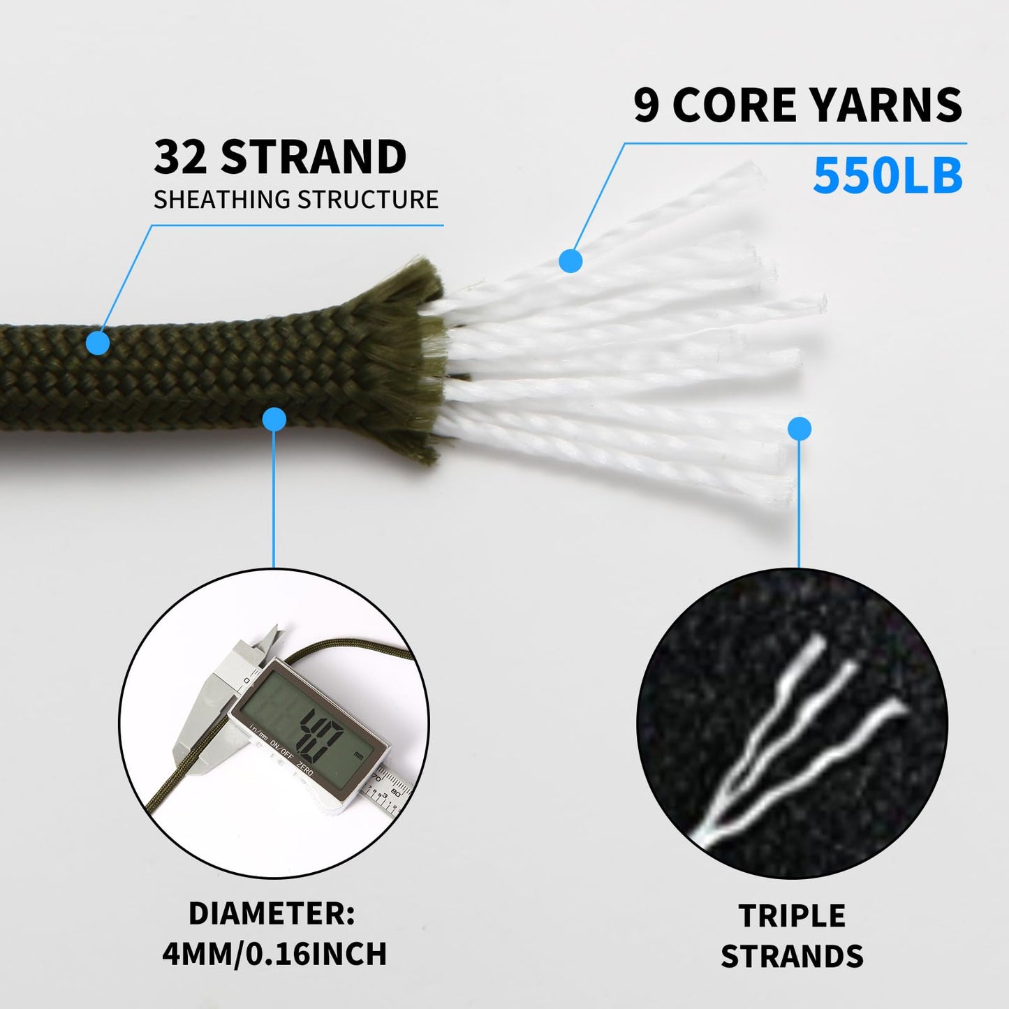 JXLHZLF Paracord 550Lb,9 Strand Paracord Rope 328ft Parachute Cord for Outdoor Camping Hiking Survival,Army Green