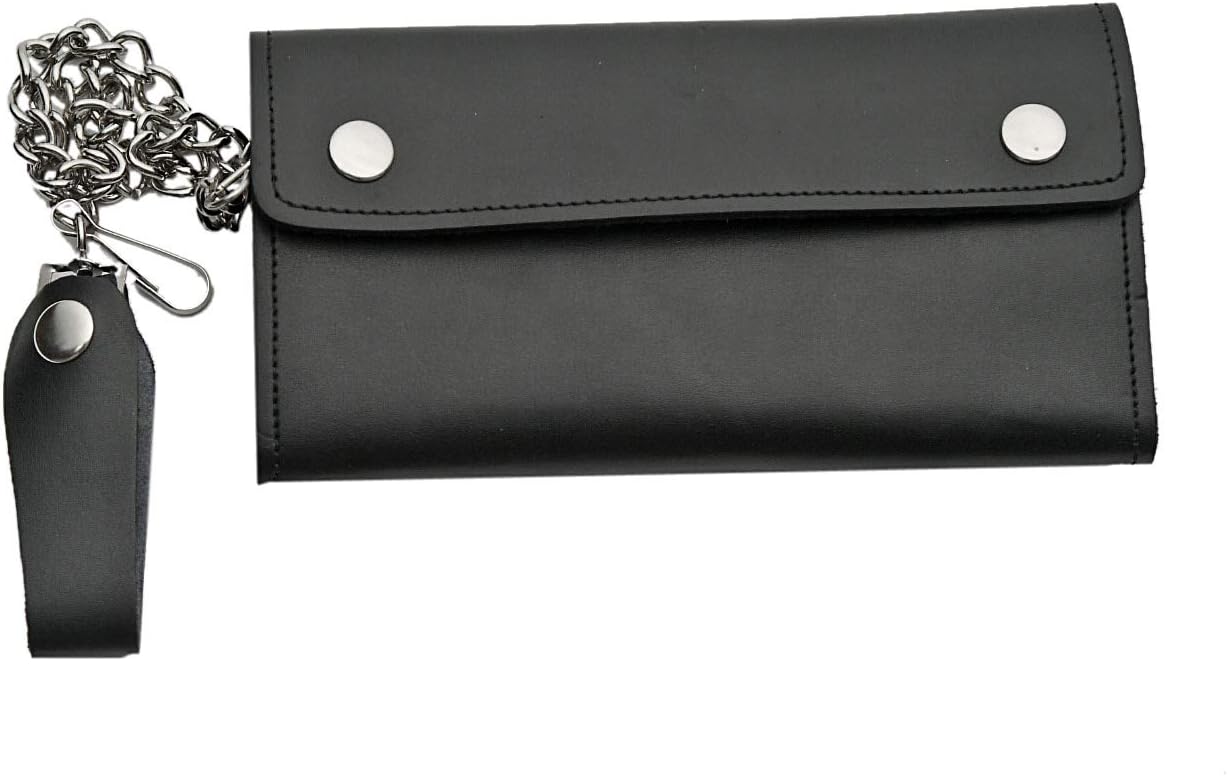Szco Supplies Bi-Fold Biker Wallet, 8x4-Inch, black