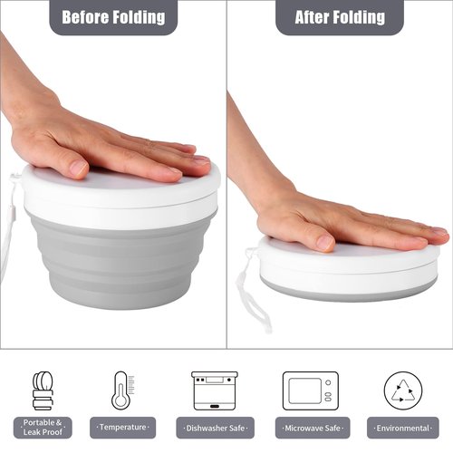 Odoland Camping Mess Kit Silicone Collapsible Bowl, Cup & Stainless Steel Spoon for 1 Person Backpacking Outdoor, Camping, Hiking and Picnic