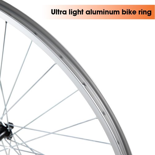 Hiland 28" x 1.75" Alloy Bike Rim Suit for 1.75 to 2.215 Inch Wide Tire and Rim Brake, Front & Back MTB Wheelset with 7 Speed Freewheel, Bolt On Axle, Bicycle Accessories for Adult Bikes
