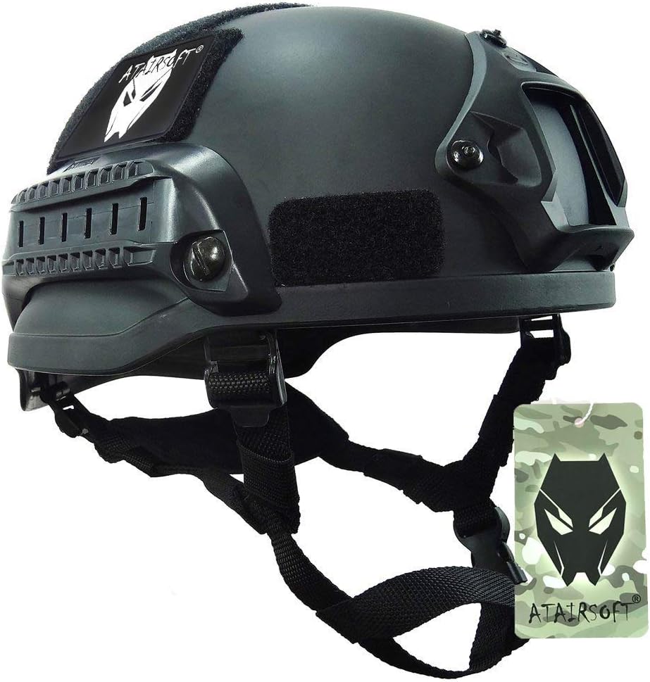 ATAIRSOFT Tactical Airsoft Paintball MICH 2002 Helmet with Side Rail & NVG Mount