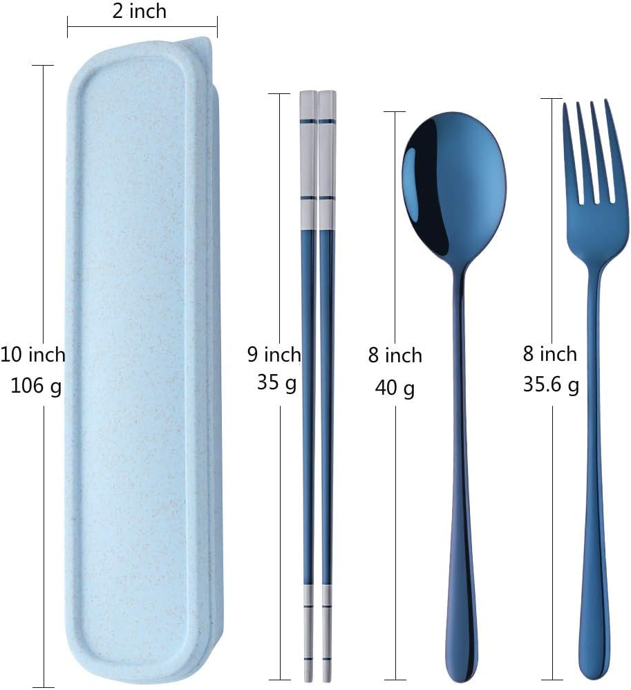 3 PCS Outdoor Flatware Set Fork Spoon Chopsticks/Travel Flatware Set with a Case