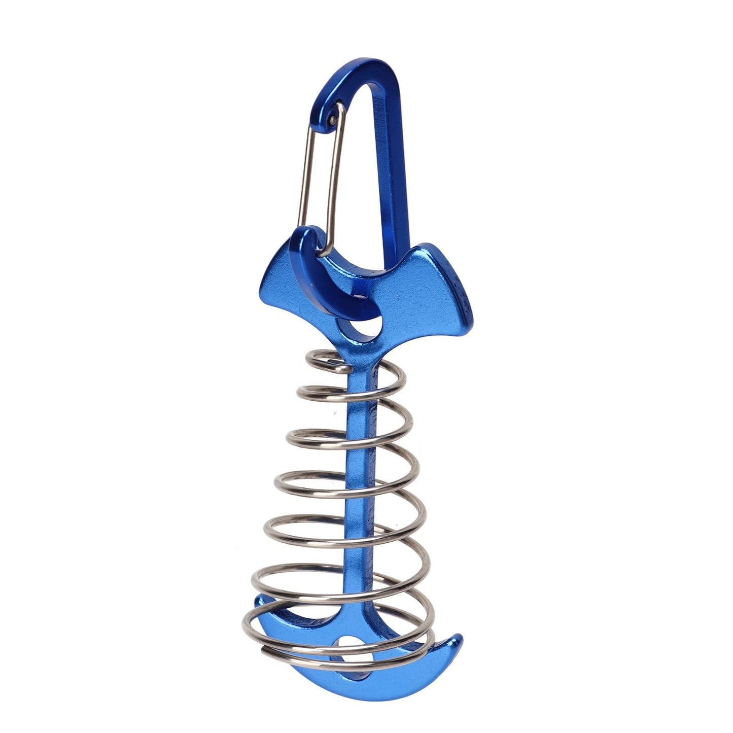 Socobeta Fishbone Tent Stakes, Easy Locking Tent Fixing Anchor Pegs Anti Slip 5pcs Adjustable Sturdy Spring Buckle Aluminum Alloy for Traveling(Blue)