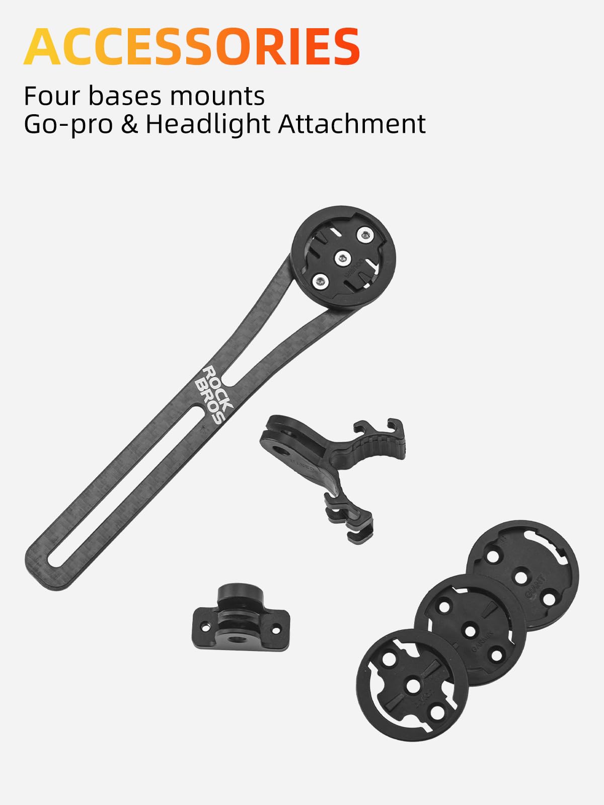 ROCKBROS Bike Computer Mount Carbon Out Front Compatible for Garmin, Bike Computer, Go-pro and Light Attachment