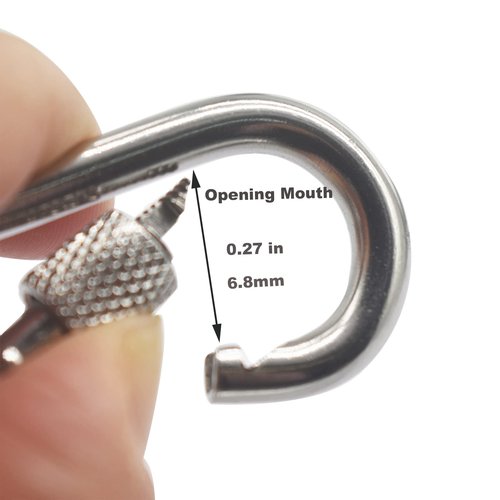 Floyutin Stainless Heavy Duty M5x50mm Locking Carabiner Snap Hooks with Screw Nut Connector Chains Links Hardware Fasteners, 10 PCS