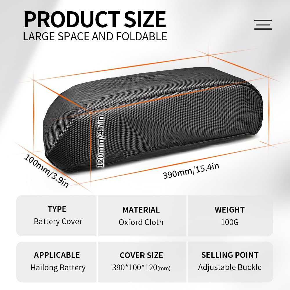 HUDAMZKY Ebike Battery Protective Bag Cover, Electric Bicycle 36V 48V 52V 60V Li-ion Battery Waterproof Dustproof Anti Mud Cover