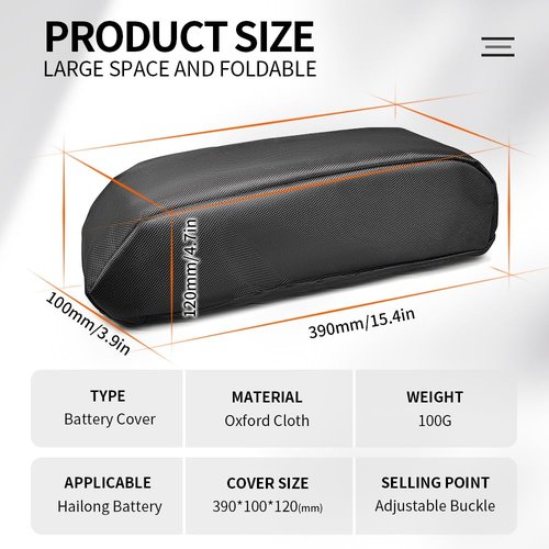 HUDAMZKY Ebike Battery Protective Bag Cover, Electric Bicycle 36V 48V 52V 60V Li-ion Battery Waterproof Dustproof Anti Mud Cover