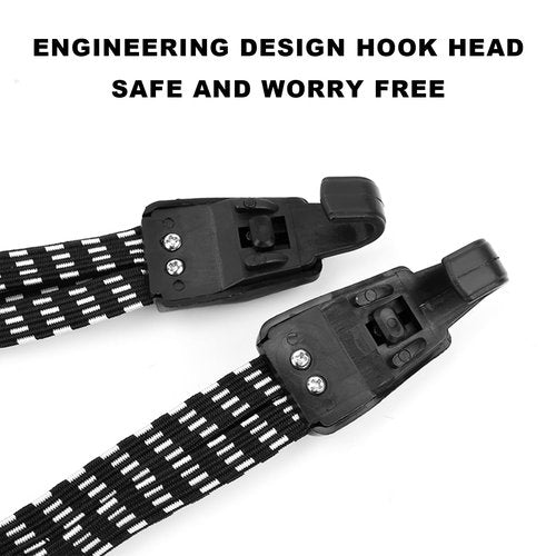 Oumers 3Pcs Elastic Bike Strap, Adjustable Bicycle Bungee Cords with Hooks Wear-Resistant and Tensile Resistant Bike Luggage Straps Strong and Sturdy Bicycle Luggage Rope