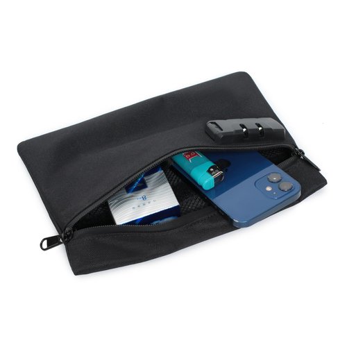 Tactical Tool Bag with Combination Lock - 9.4" x 6.5" Zippered Range Tool and EDC Gear Pouch - Nylon Organization Pouch for Storage, Travel, Office (Black)