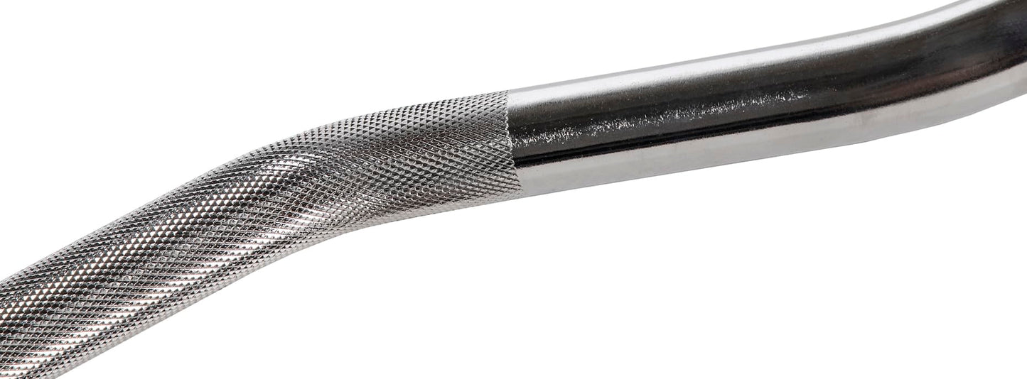 Fitvids Standard Threaded Curl Barbell Curl Bar with Collars, 48 inch, Chrome
