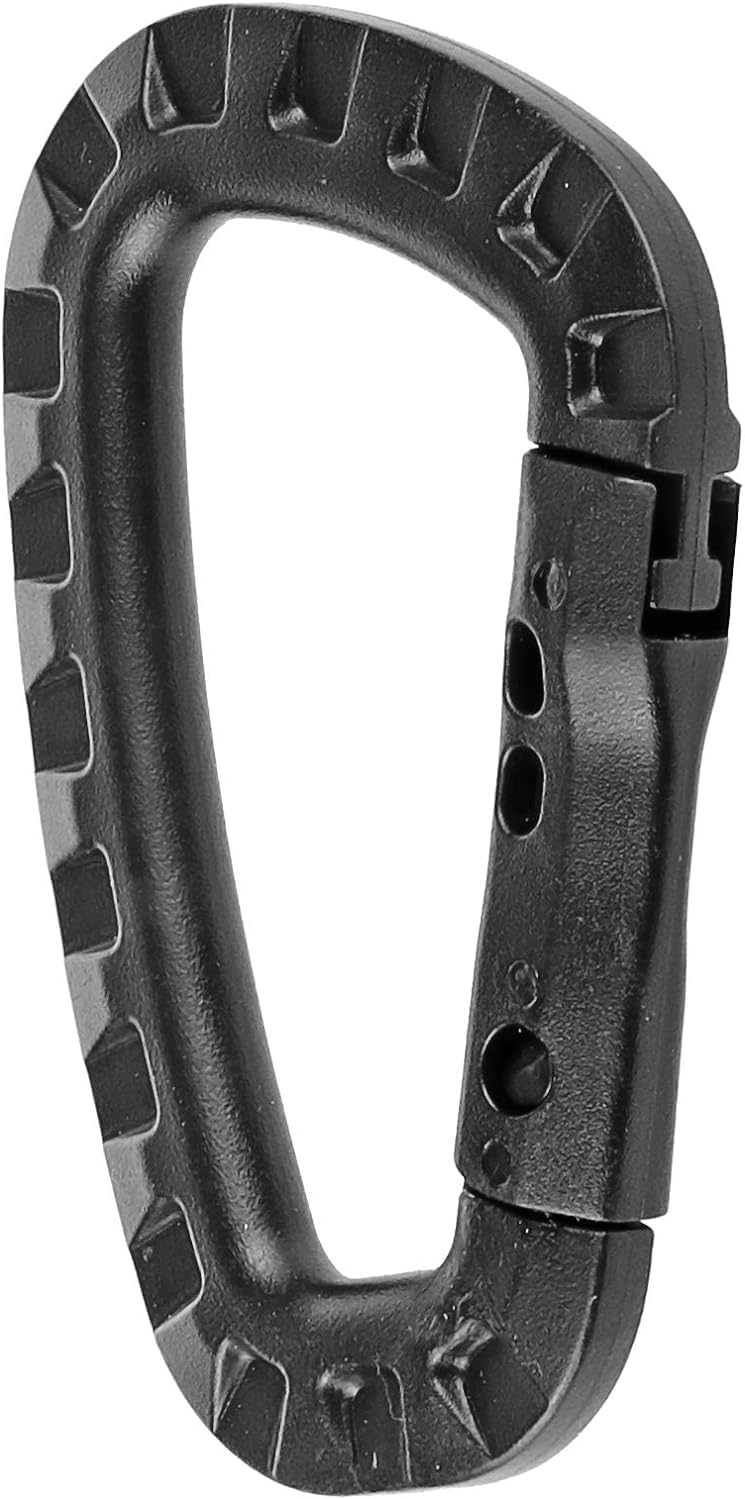 Tactical Carabiner Keychain - 10 Pack Hard Polymer Carabiners D Rings Light Weight Spring Snap Gear Clip Utility Hooks Backpack Hanging Buckle for Outdoor Travelling Camping Hiking Fishing Black