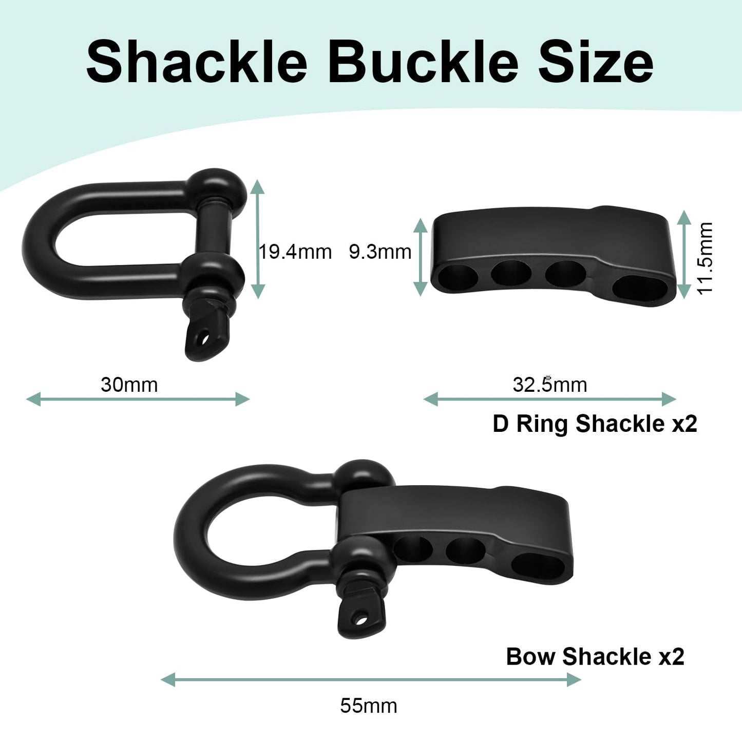 4pcs Paracord Bracelet Shackle Buckle, Metal Survival Bracelet Bow Anchor + D Ring Shackle Clasp Adjustable Screw Pin M5 for Camping, Paracord Watch Band