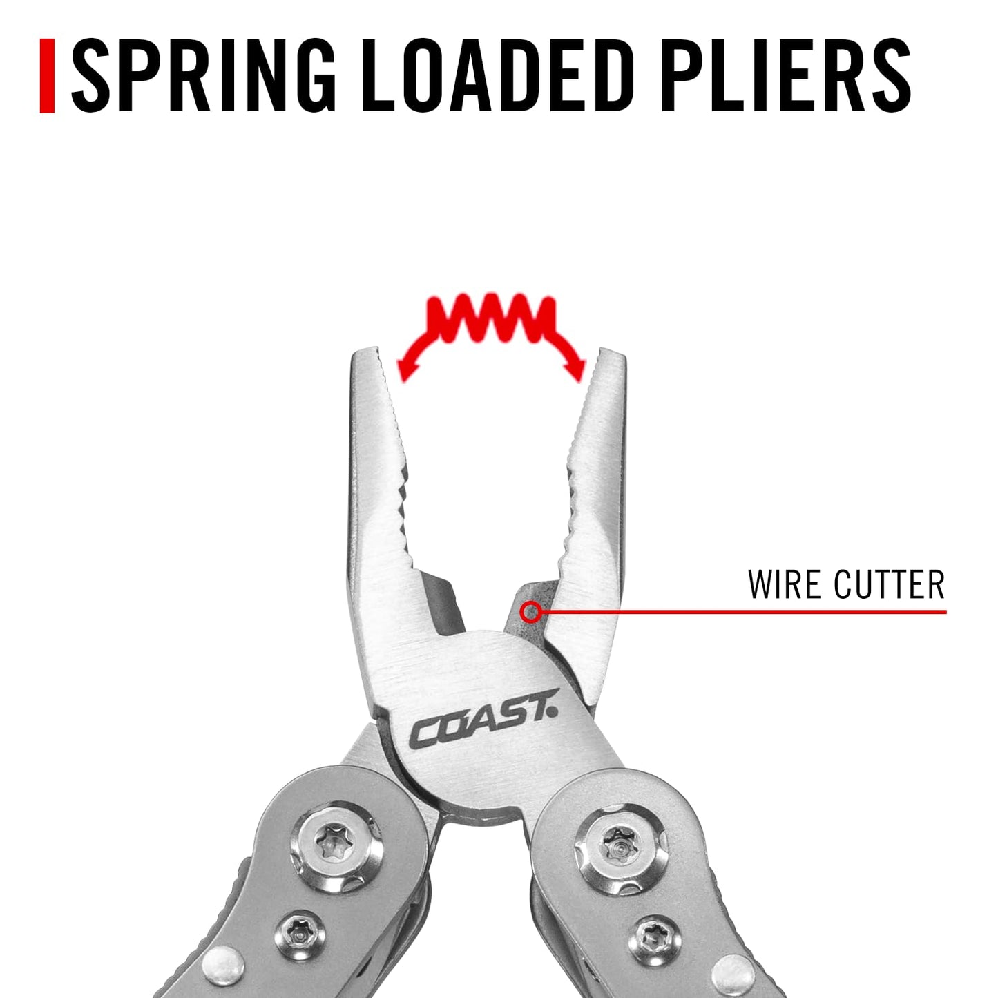 COAST CT211 11-in-1 Stainless Steel Multi-Tool, Multi-Plier, Wire Cutter, Serrated knife, Mini Knife, 3 Screwdrivers, File, Nail Cleaner, Leather Punch and Bottle Opener - EDC