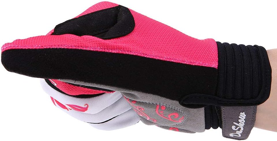 Pink Floral Cycling Gloves for Women | Full Finger Gel Padded Workout Gloves