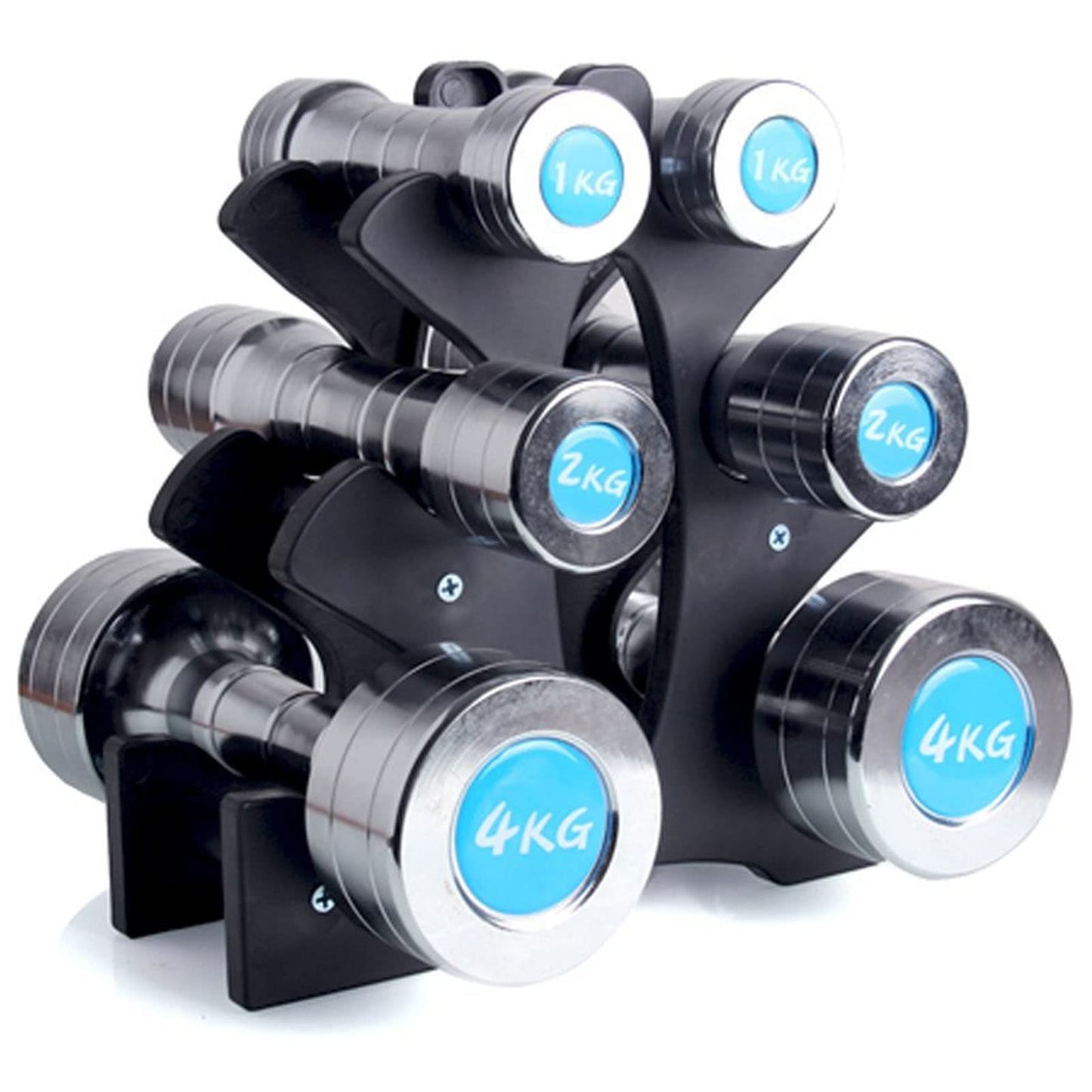 3-Tier Dumbbell Rack Sturdy Triangle Design 20kg Capacity Easy Assembly PP Material Storage Stand for Home Gym