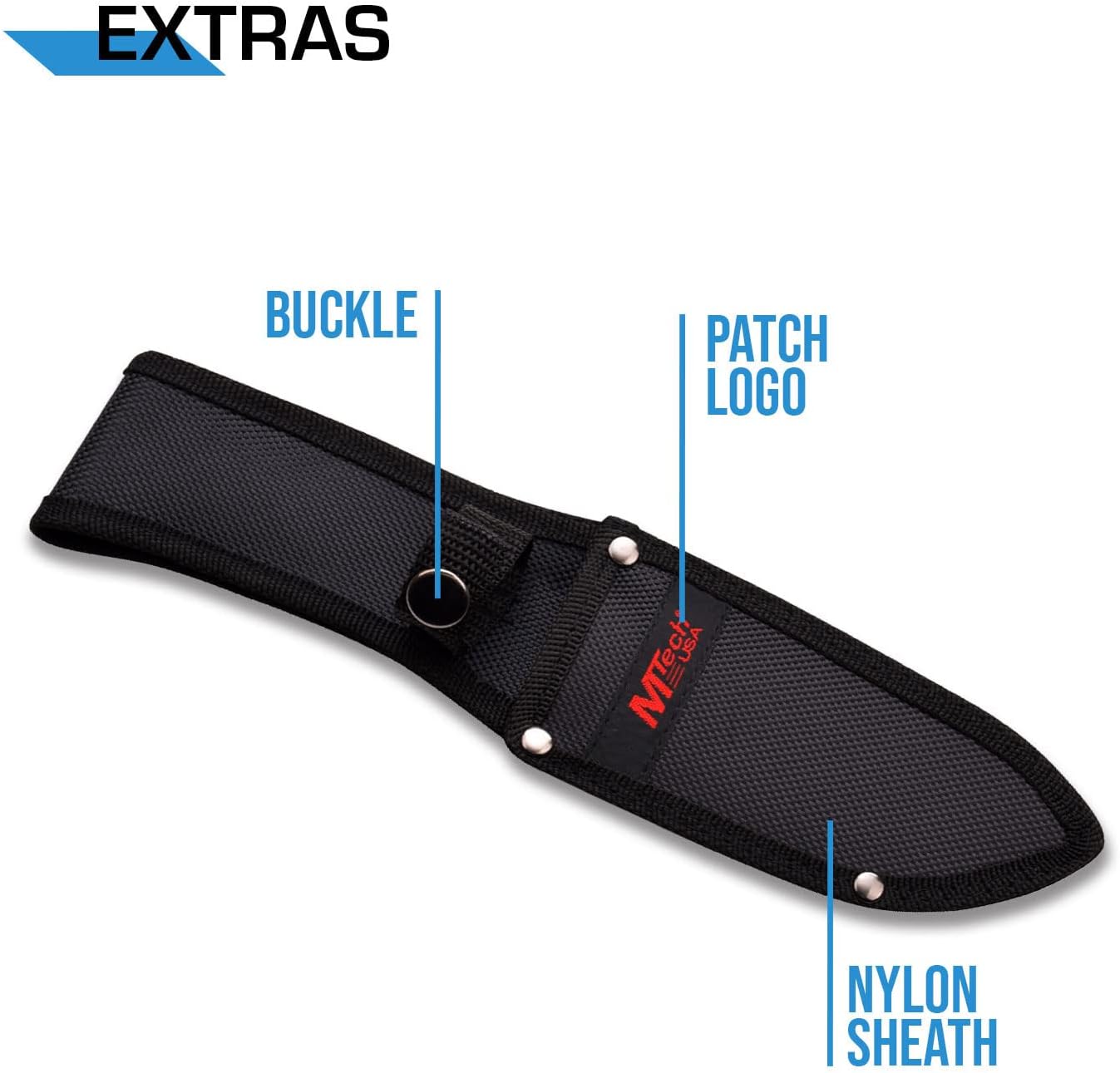 MTech USA – Fixed Blade Knife – Grey TiNite Coated Stainless Steel Blade with Black Nylon Fiber Handle, Full Tang, Includes Black Nylon Sheath - Hunting, Camping, Survival, Tactical, EDC – MT-20-70C