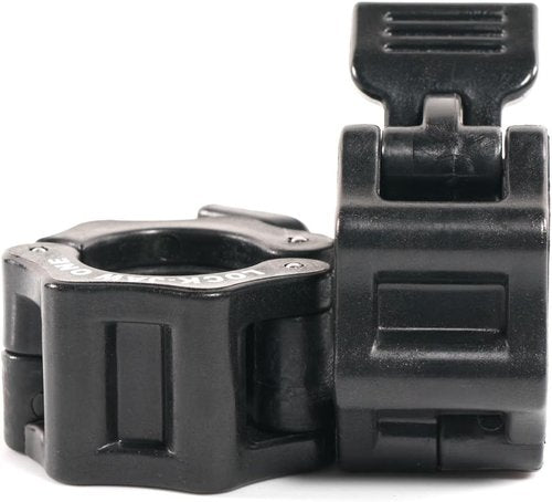 Lock-Jaw Barbell Collars Pair - 1 Inch Heavy-Duty Weightlifting Clips, Black
