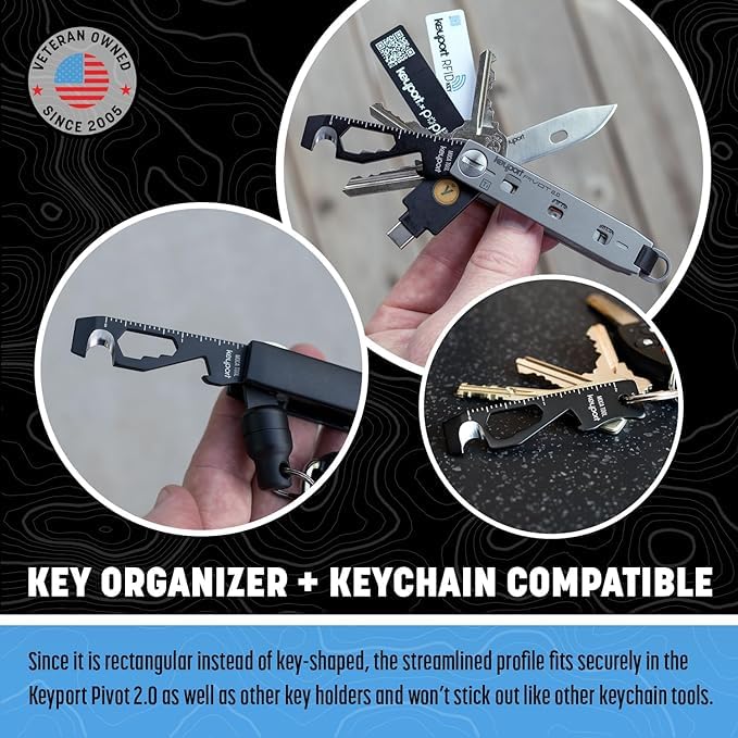 Keyport MOCA 10-in-1 Keychain Multitool (Black) | EDC Multi Tool: Pry Bar, Bottle Opener, Screwdriver, Box Opener, Cord Cutter & More | TSA Key Tool | EDC Gear | Key Organizer, Key Chain Compatible