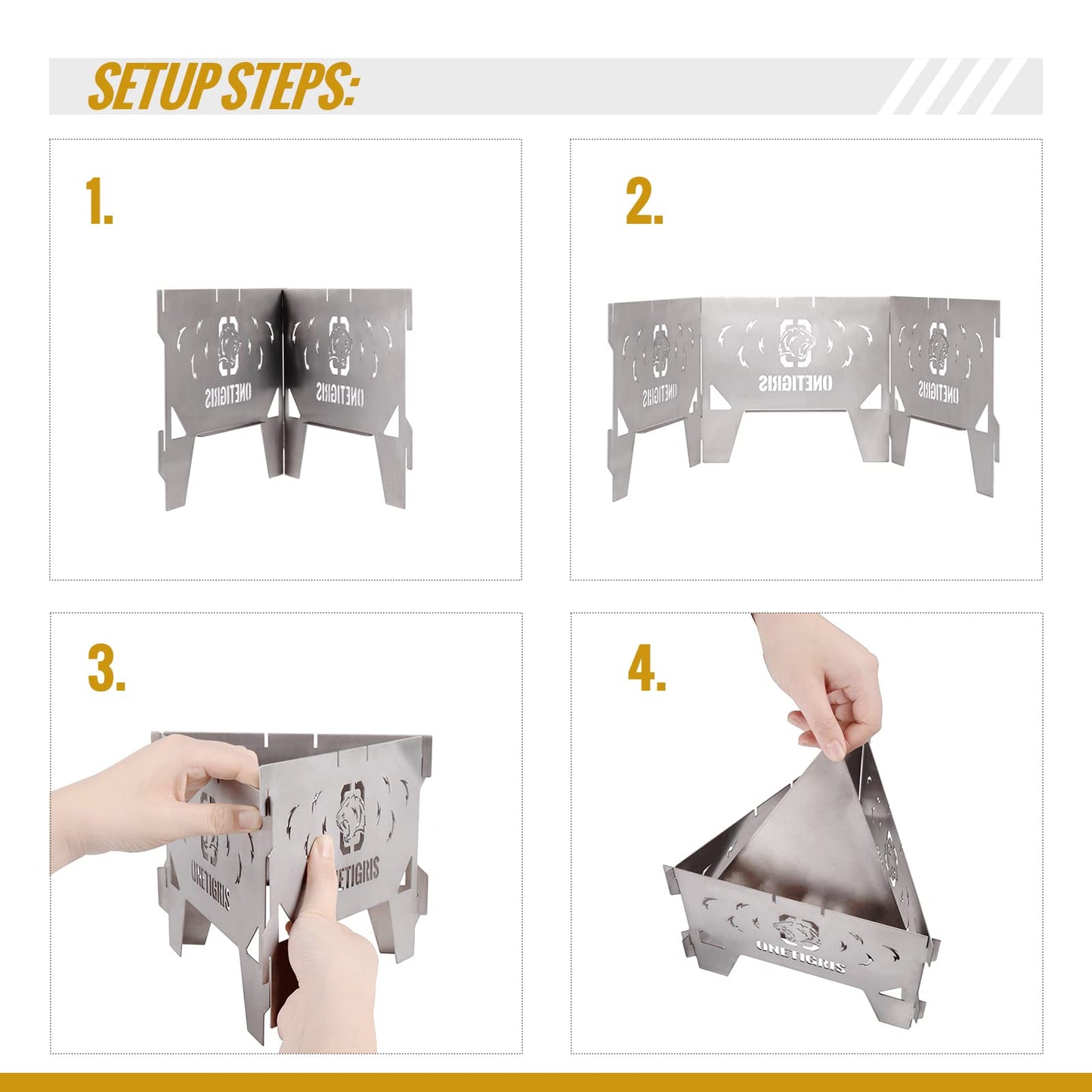 OneTigris Triangle Titanium Mini Wood Stove Lightweight Portable for Camping Backpacking Hiking Picnicking and BBQ, Weighs 14.8oz/0.93lbs only