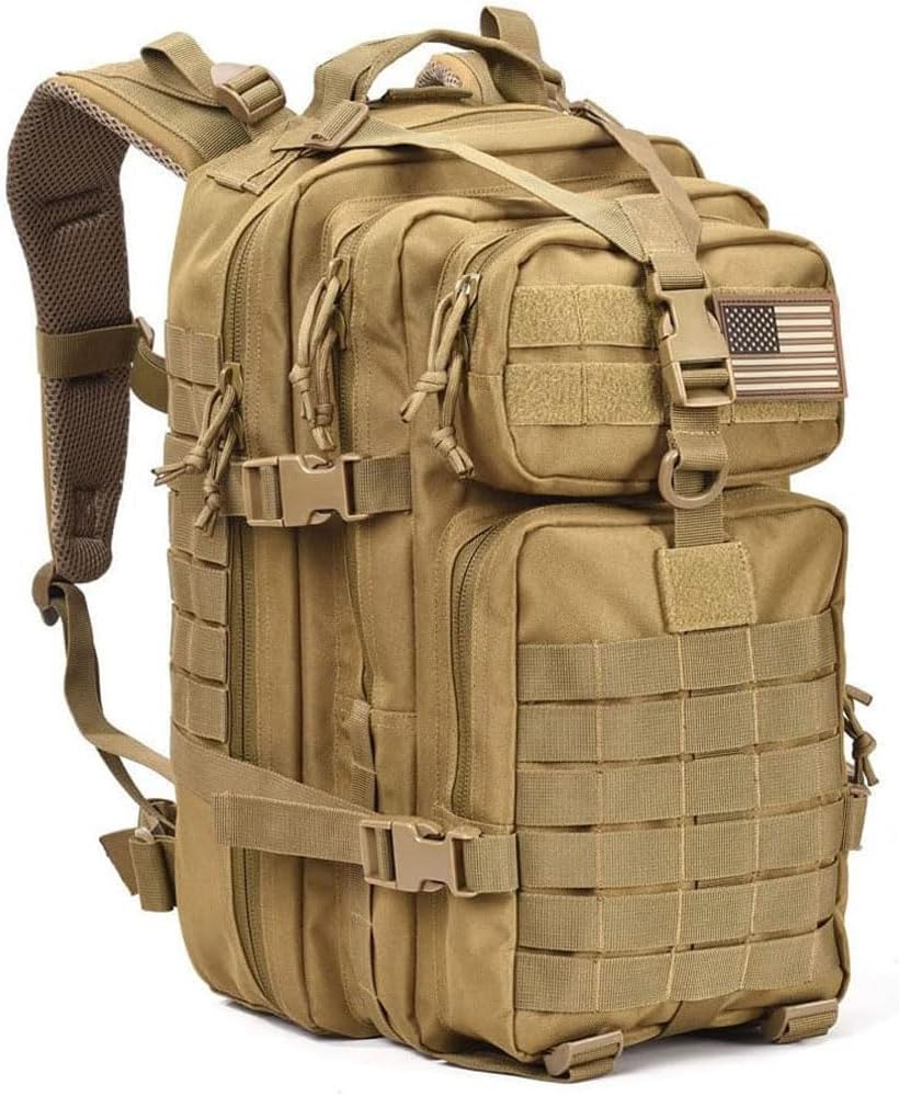 REEBOW GEAR Military Tactical Backpack for Men Large 34L Army 3 Day Assault Pack Molle Bag Backpacks (34L, Black)