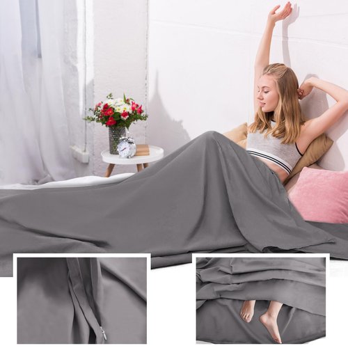 BREENHILL Sleeping Bag Liner, Camping Sheets & Travel Sheet, Hostels & Traveling Adult Sleep Sack for Backpacking, Hotels Lightweight Single & Double Camping Sleeping Bag Liners Grey