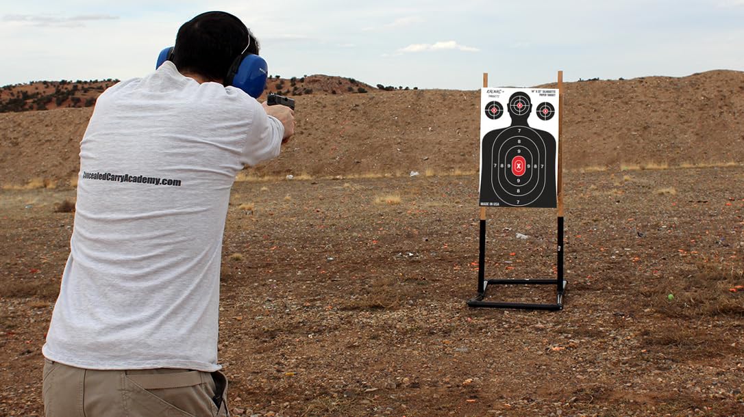 Kalnas Shooting Targets,12 x 18 inch, Bulk Packs of 25, 50, 100 - Silhouette Paper Targets - Ideal for Handguns, Pistols, Rifles - Red Bullseye, Black & White - Elevate Your Shooting Experience (50)