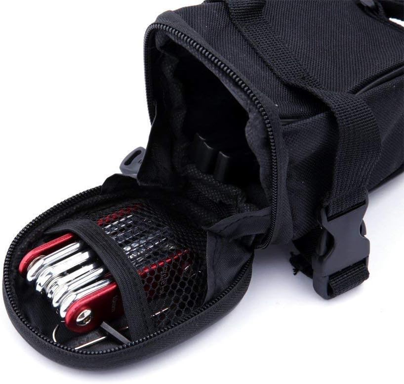 WOTOW Bike Repair Tool Kit & Bike Saddle Bag, 14 in 1 Bike Chain Tool Hex Key Wrench Maintain Accessories Multitool Set with Portable Under Seat Bag for Road Mountain Commuter Bicycle