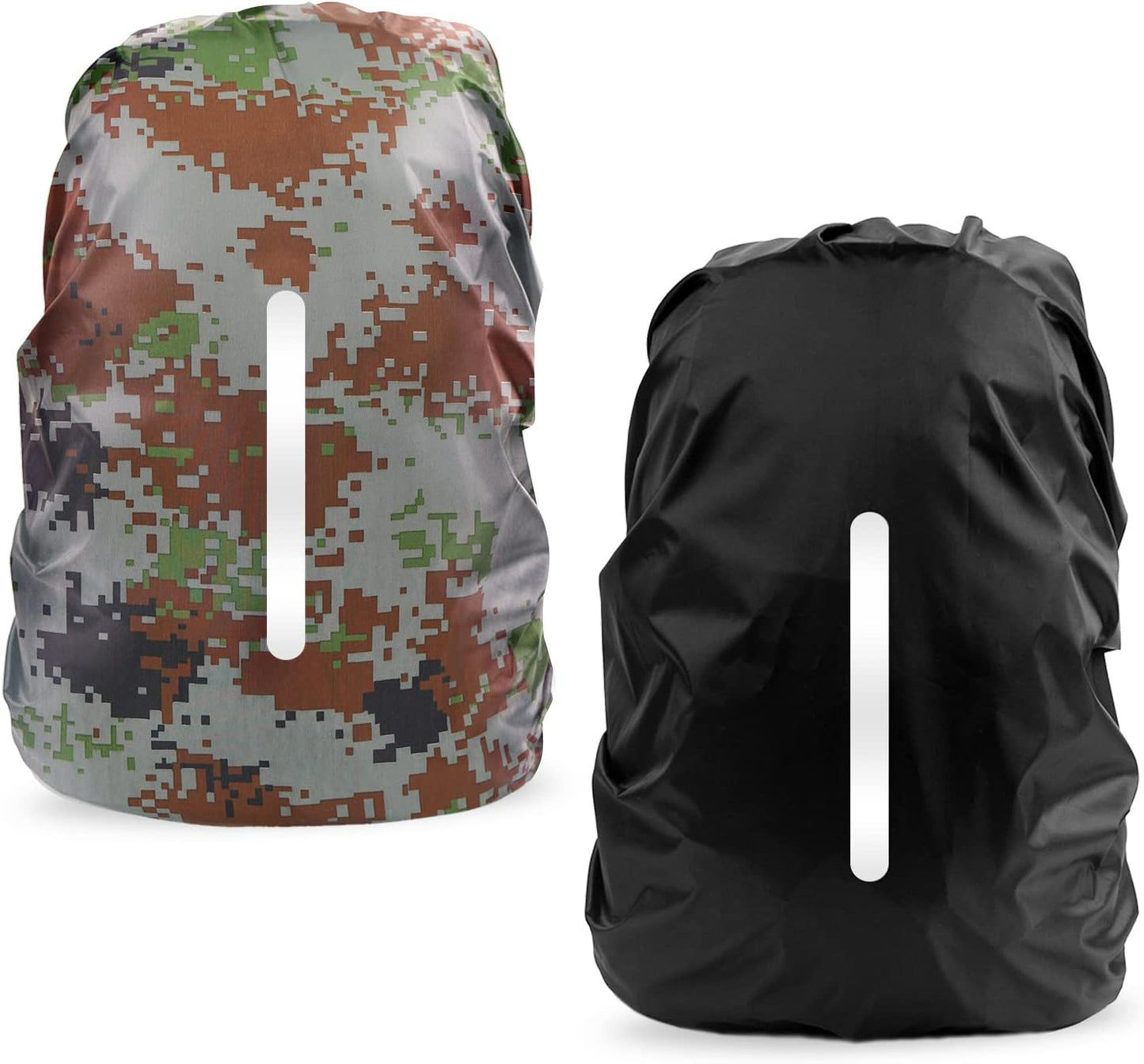 LAMA 2pcs Waterproof Rain Cover for Backpack, Reflective Rainproof Protector for Anti-dust and Anti-Theft M 30L-40L Black