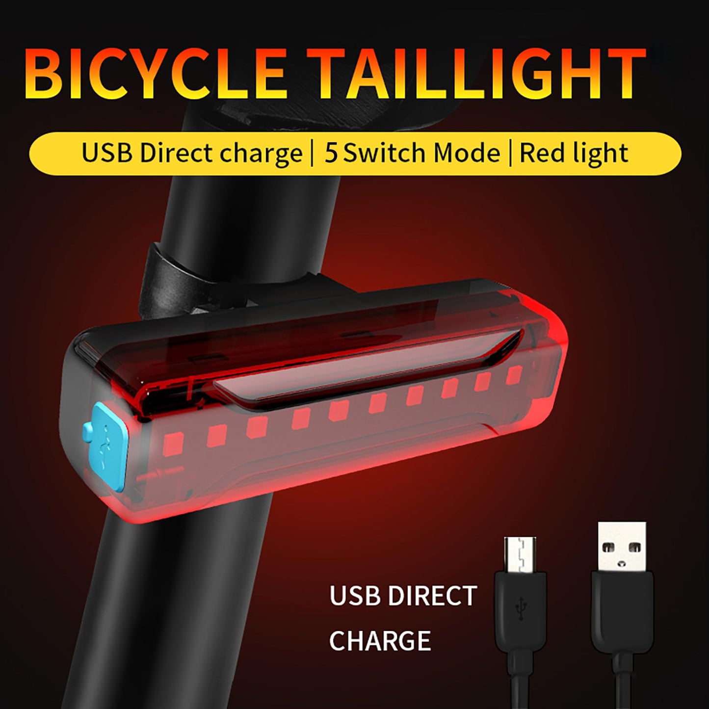 KELNOW Bike Tail Light, 40 Hours Long Runtime, USB Rechargeable, Ultra Bright LED Bicycle Rear Light, 5 Light Modes, IPX5 Waterproof Taillight for Night Riding