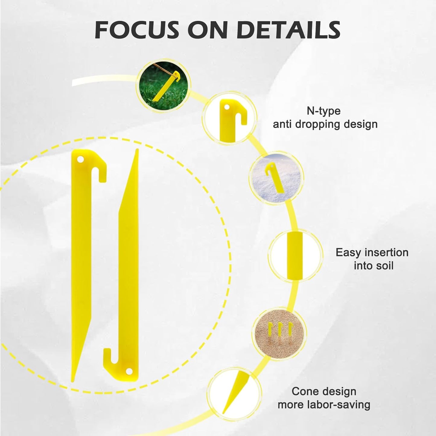 24pcs 9 inches Plastic Tent Pegs Durable Spike Hook Awning Camping Caravan Pegs Accessory,Plastic Tent Stakes Suitable for Outdoor Lawn, Beach,Garden Decoration and Fixation
